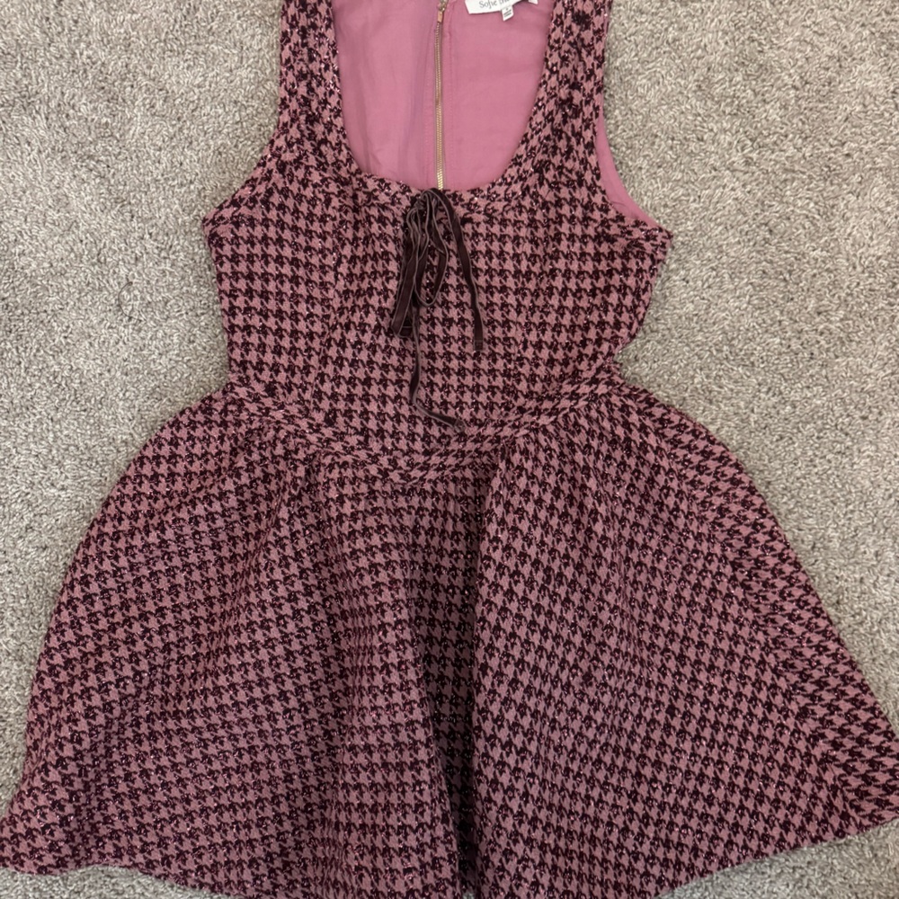 Sofie The Label Metallic Tweed Dress Plum & Pink